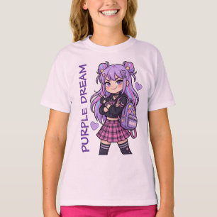 Kawaii Anime Meisje Paarse Droom T-Shirt