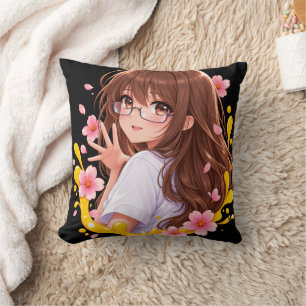 Kawaii Anime Meisje Sakura Kersenbloesem Worp Kuss Kussen