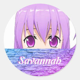 Kawaii Anime Meisje schattig lief roze naam Ronde Sticker