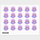 Kawaii Anime Meisje schattig zoet roze naam Ronde Sticker (Vel)