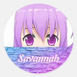 Kawaii Anime Meisje schattig zoet roze naam Ronde Sticker