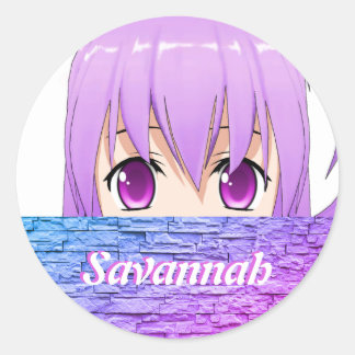 Kawaii Anime Meisje schattig zoete roze naam Ronde Sticker