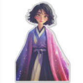 Kawaii Anime Meisje Sticker | Cute Galaxy Esthetie (Voorkant)