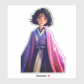 Kawaii Anime Meisje Sticker | Cute Galaxy Esthetie (Vel)