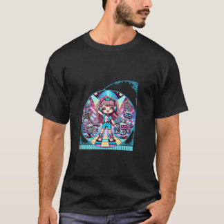Kawaii Anime Meisjes Retro Robot Dance Party Groov T-shirt