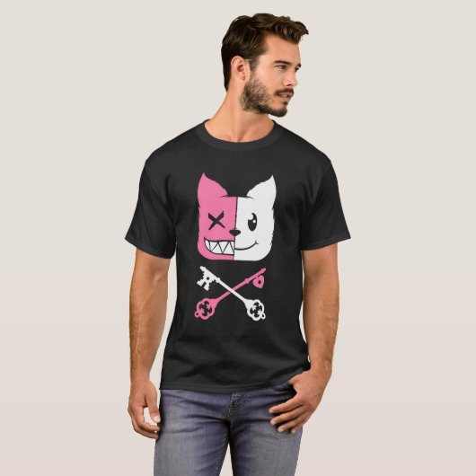 Kawaii Anime Neko Meisje Yandere Menhera Chan Past T-shirt (Voorkant volledig)