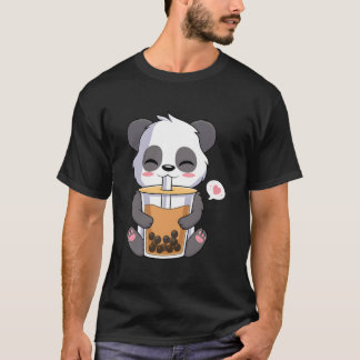 Kawaii Anime Panda Drinking Boba Bubble Tea T-shirt