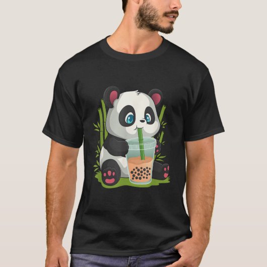 Kawaii Anime Panda Otaku Japans bubbelBoba Tea T-shirt (Voorkant)