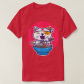Kawaii Anime Ramen Cat T-shirt (Design voorkant)