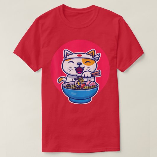 Kawaii Anime Ramen Cat T-shirt (Design voorkant)