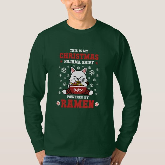 Kawaii Anime Ramen KerstPajama T-shirt (Voorkant)