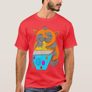 Kawaii Anime Ramen Kitty Cat Japanse noedels T-shirt