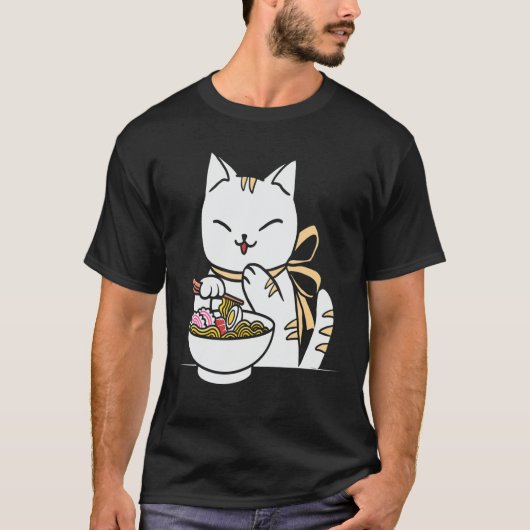 Kawaii Anime Shiba-Inu-Eating-Ramen T-shirt (Voorkant)