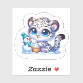 Kawaii Anime Snow Leopard Kid's Sticker