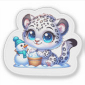 Kawaii Anime Snow Leopard Kid's Sticker (Voorkant)