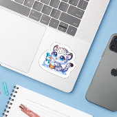 Kawaii Anime Snow Leopard Kid's Sticker (Laptop met iPhone)