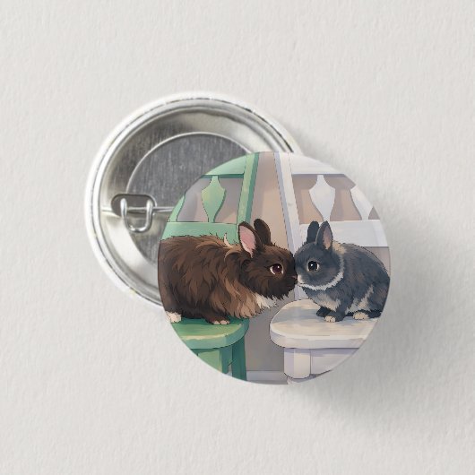 Kawaii Anime Two Bunnies Button (Voorkant /achterkant)