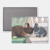 Kawaii Anime Two Bunnies  Cute Magnet (Voorkant / Achterkant)