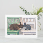 Kawaii Anime Two Bunnies Flat Card (Staand voorkant)