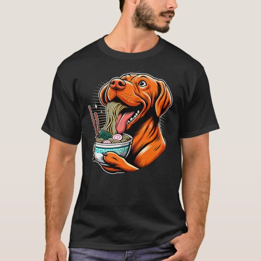 Kawaii Anime Vizsla Dog Ramen T-shirt (Voorkant)
