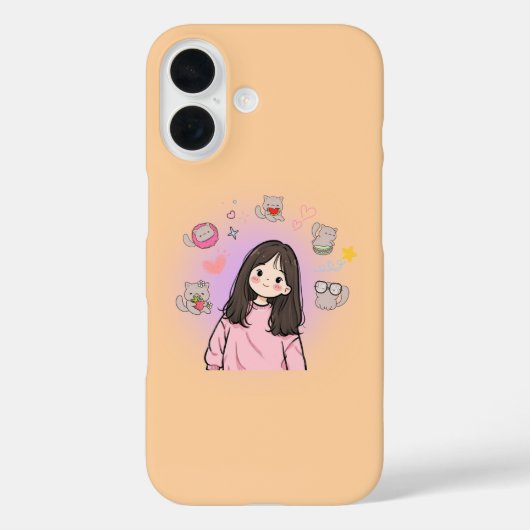 Kawaii Anime Vrouw & Kat Hoesje (Achterkant)