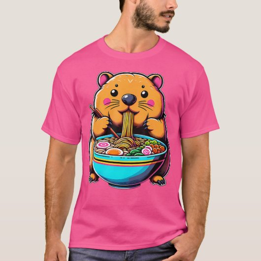Kawaii Anime Wombat Ramen T-shirt (Voorkant)