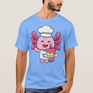 Kawaii Aolotl Cooking Food Funny Salamander L T-shirt