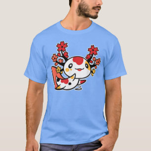 Kawaii Aolotl Japanse Cherry Blossom Sakura Flowe T-shirt
