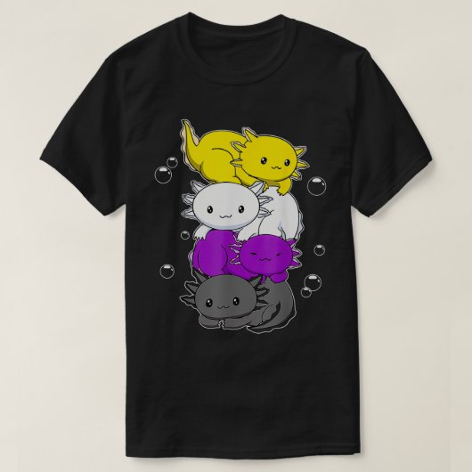 Kawaii Aolotl Pile Nonbinary Flag LGBTQ T-shirt (Design voorkant)