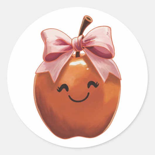 Kawaii appel cadeau ronde sticker (Voorkant)