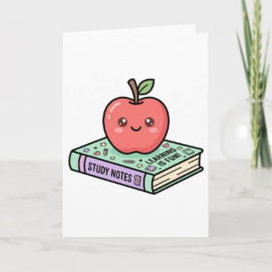 Kawaii appel op boek Cute lerarendag gif Kaart