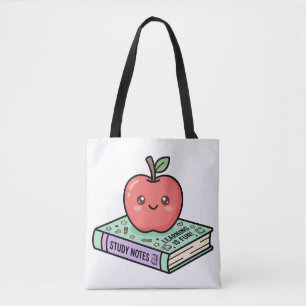 Kawaii appel op boek Schattige gif om leraar te be Tote Bag