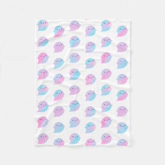 Kawaii Aquarel Ghosts (Eenhoorn) Fleece Deken (Voorkant)