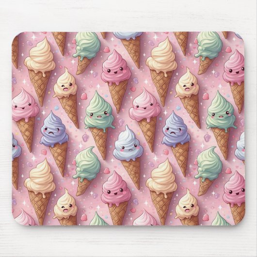 Kawaii Art Ice Cream Cones Muismat (Voorkant)