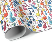 Kawaii Art Musical Notes Abstract Cadeaupapier (Rol Hoek)