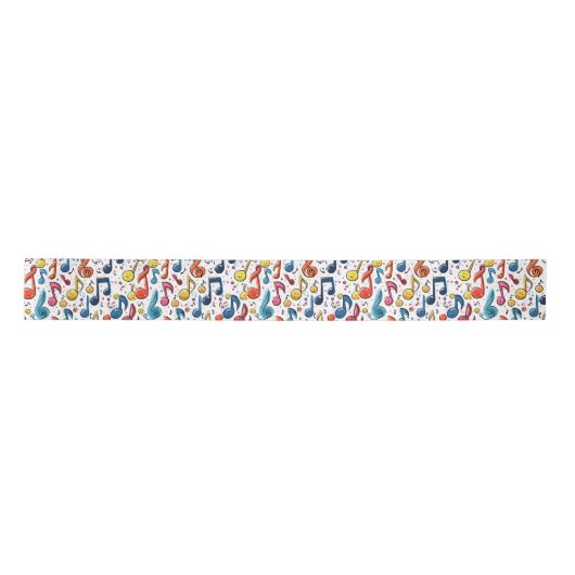 Kawaii Art Musical Notes Abstract Satijnen Lint (Voorkant)