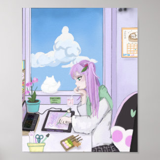 Kawaii Art Poster Print - door Nephele