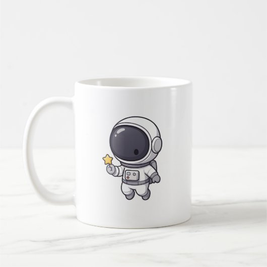 Kawaii Astronaut Holding Star Mug Koffiemok (Links)