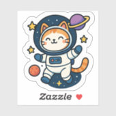 Kawaii Astronaut Kat Drijvend In De Ruimte Sticker (Vel)