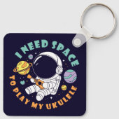 Kawaii Astronaut speelt Ukulele in de ruimte Sleutelhanger (Achterkant)