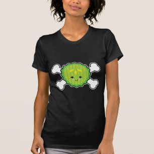 kawaii augurk plak en schedel en gekruiste botten t-shirt