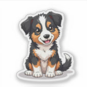 Kawaii Australian Shepherd Puppy – Hartogen Sticker (Voorkant)