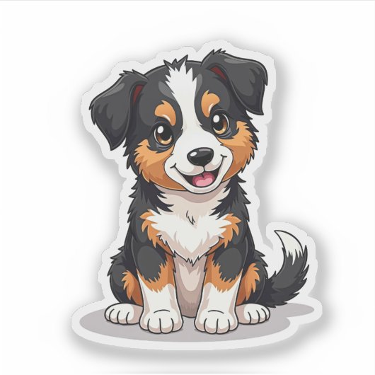 Kawaii Australian Shepherd Puppy – Hartogen Sticker (Voorkant)
