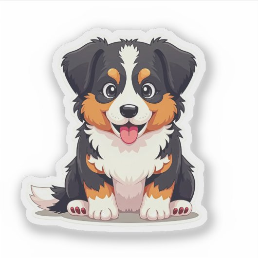 Kawaii Australian Shepherd Puppy – Hartogen Sticker (Voorkant)