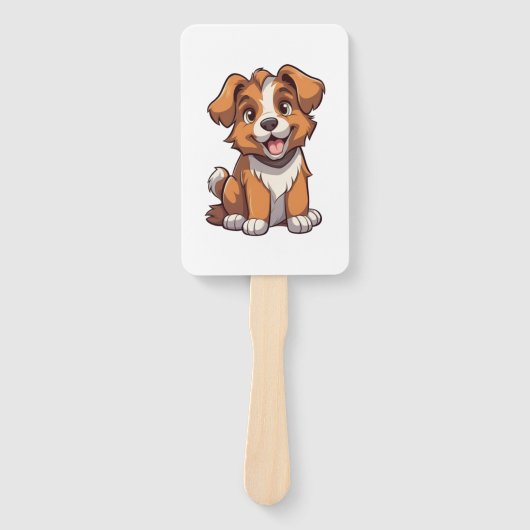Kawaii Australische Herder Puppy Handwaaier (Voorkant)