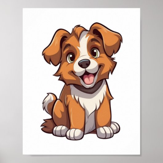 Kawaii Australische Herder Puppy Poster (Voorkant)