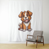 Kawaii Australische Herder Puppy Wandkleed (In situ)