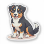 Kawaii Australische Herderspuppy – Slaaphouding Sticker (Voorkant)