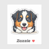 Kawaii Australische Shepherd Puppy Sticker met Gli (Vel)