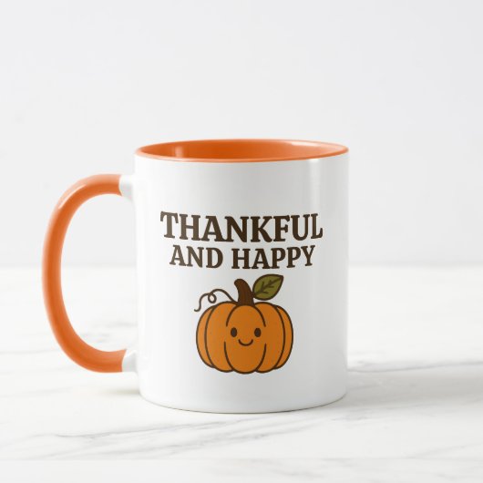 Kawaii Autumn Pumpkin Thankful Happy Thanksgiving Mok (Links)
